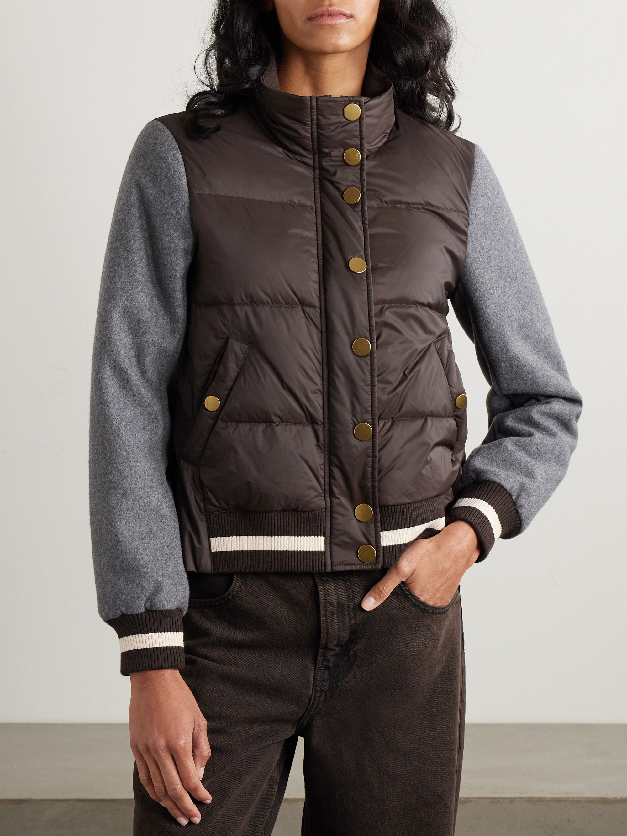Veronica Beard Ethan felt-trimmed quilted shell jacket