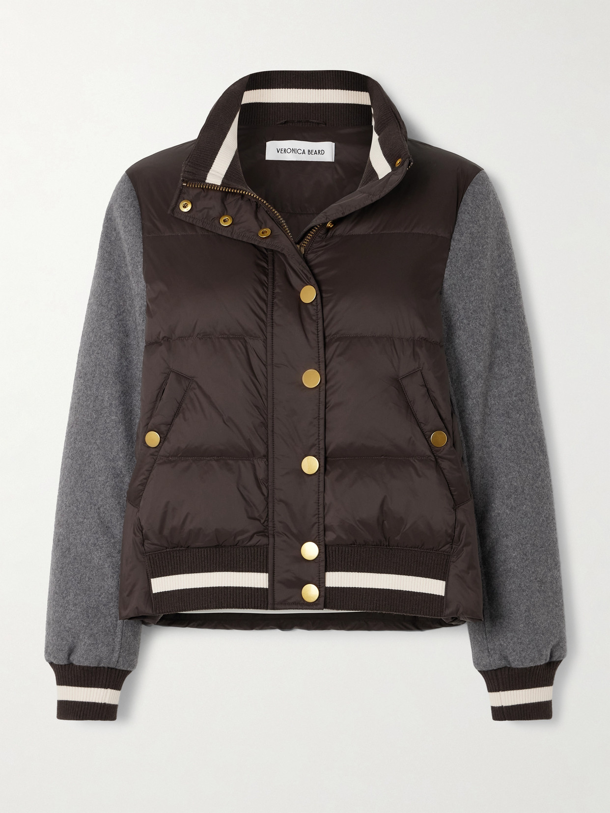 Veronica Beard Ethan Felt-trimmed Quilted Shell Jacket In Brown