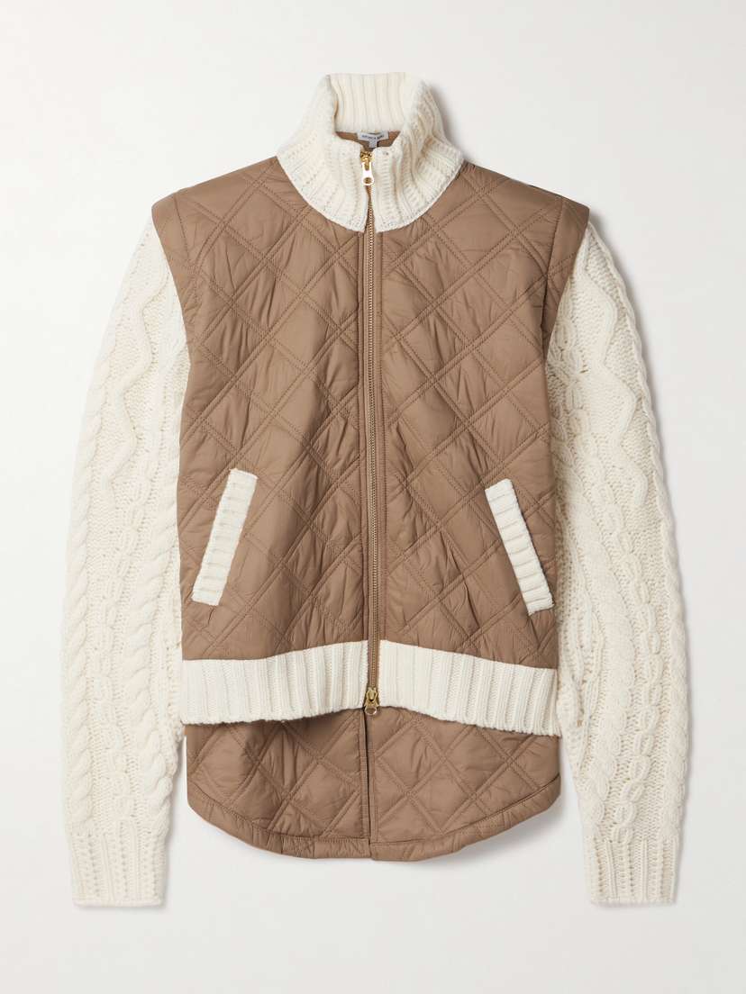 Veronica Beard Patra Quilted Shell And Cable-knit Wool-blend Jacket