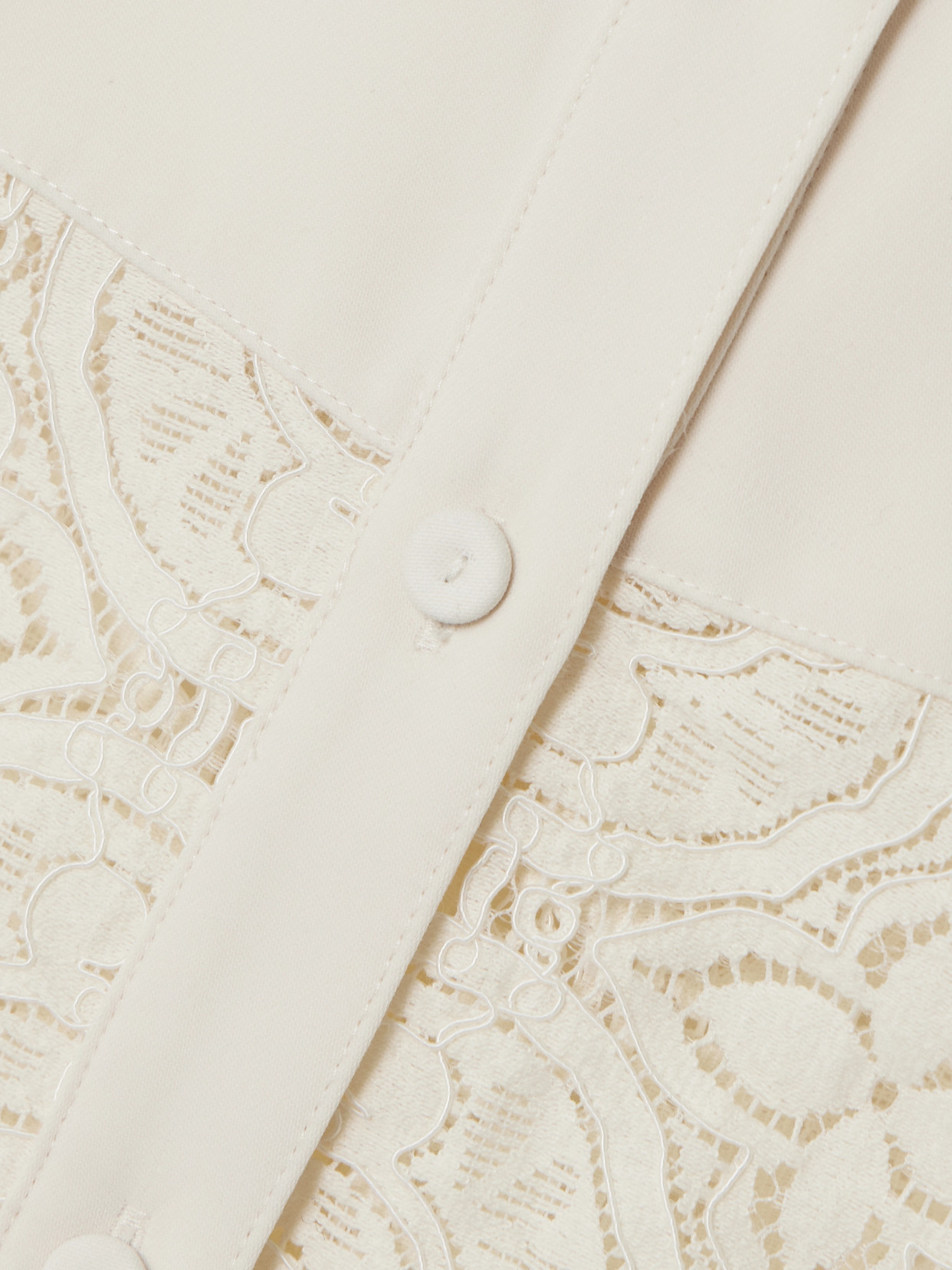 Veronica Beard Naya Crepe-trimmed Corded Lace Silk-blend Shirt In Ivory