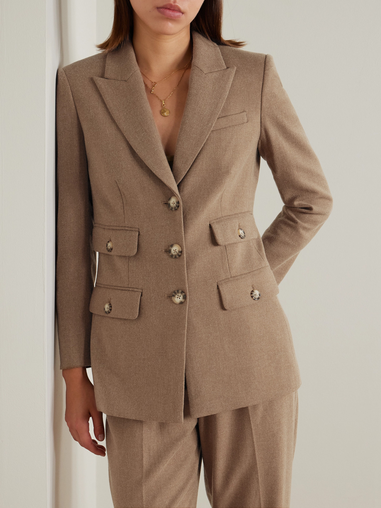 Veronica Beard Nalani Dickey Brushed-twill Blazer In Brown