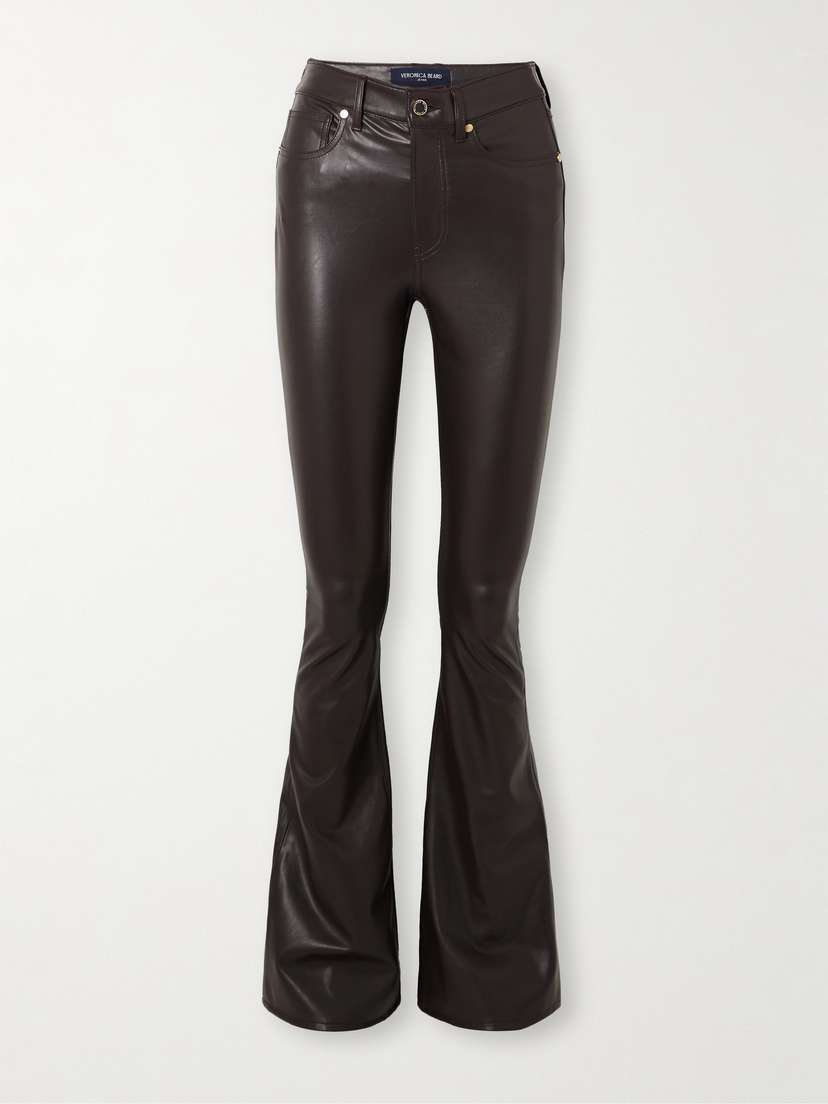 Veronica Beard Beverley Faux Stretch-leather Flared Pants