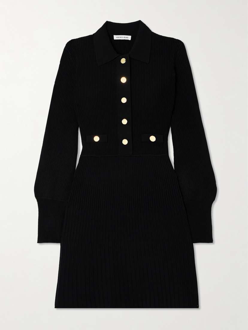 Veronica Beard Lauper Embellished Ribbed-knit Midi Dress