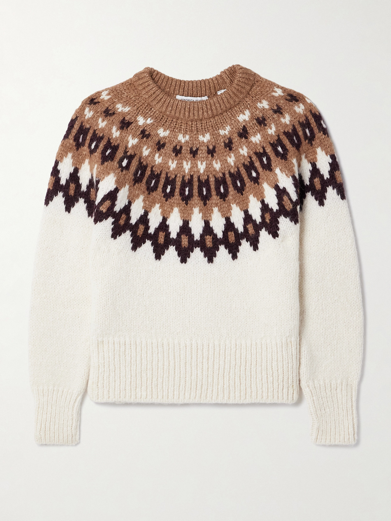 Veronica Beard Anne Fair Isle Pullover Sweater In Ivory