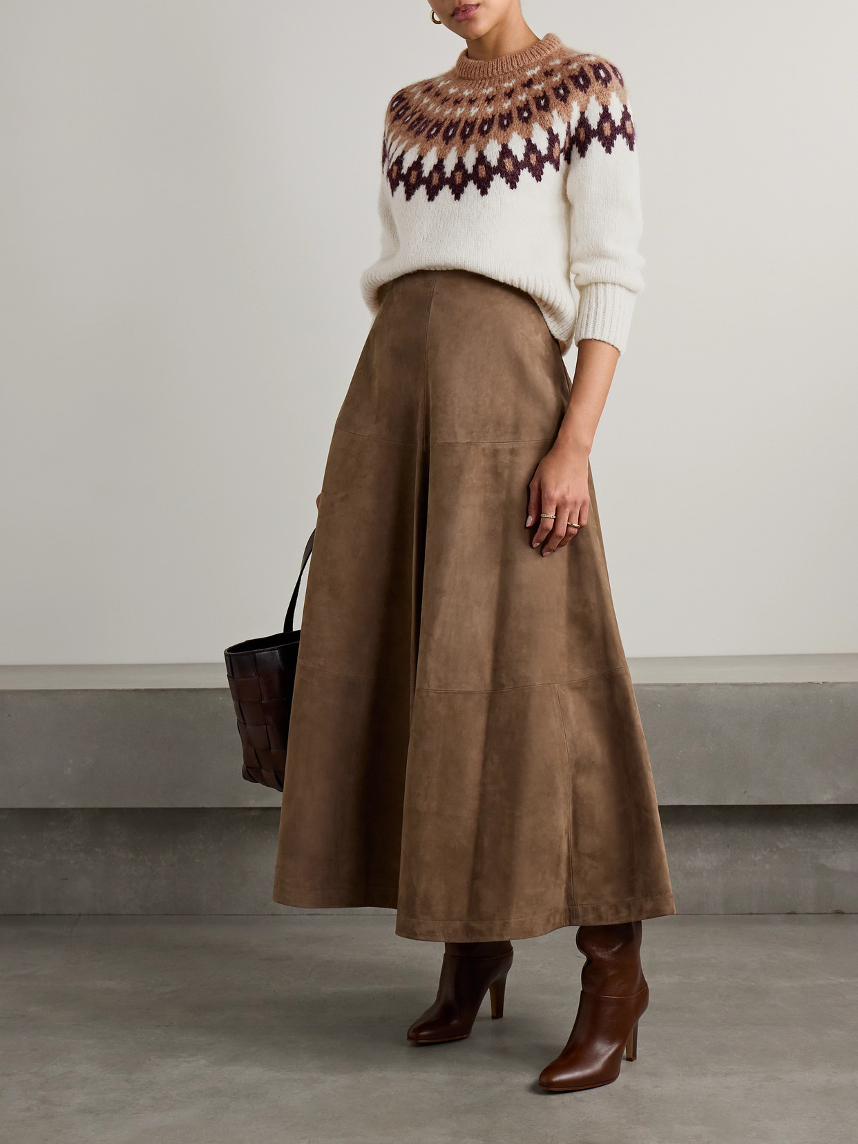 Veronica Beard Anne Fair Isle Pullover Sweater In Ivory