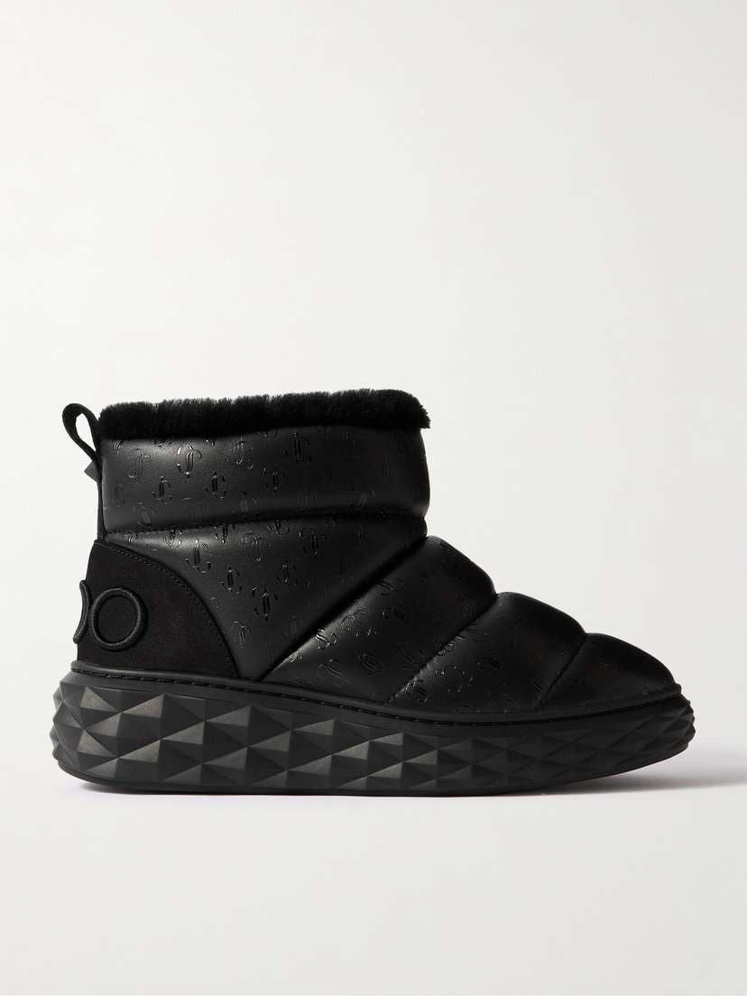 Jimmy Choo Xan Shearling-lined Quilted Logo-embossed Leather Boots