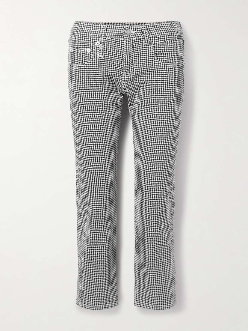 R13 Boy Cropped Houndstooth Low-rise Slim-leg Jeans