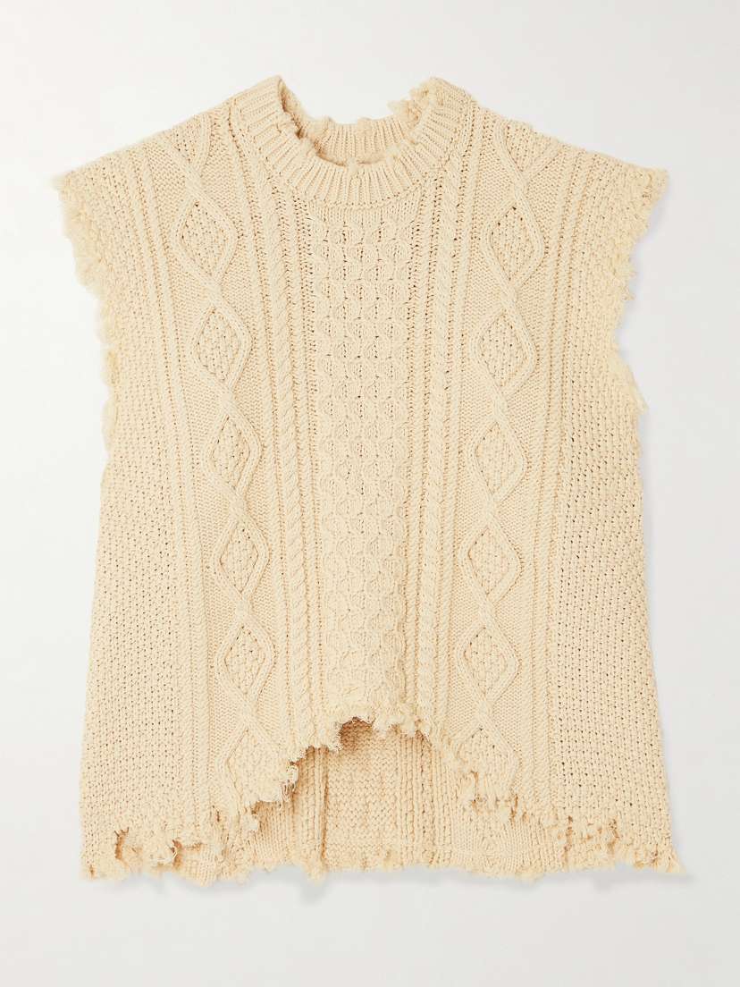 R13 Frayed Cable-knit Cotton Vest