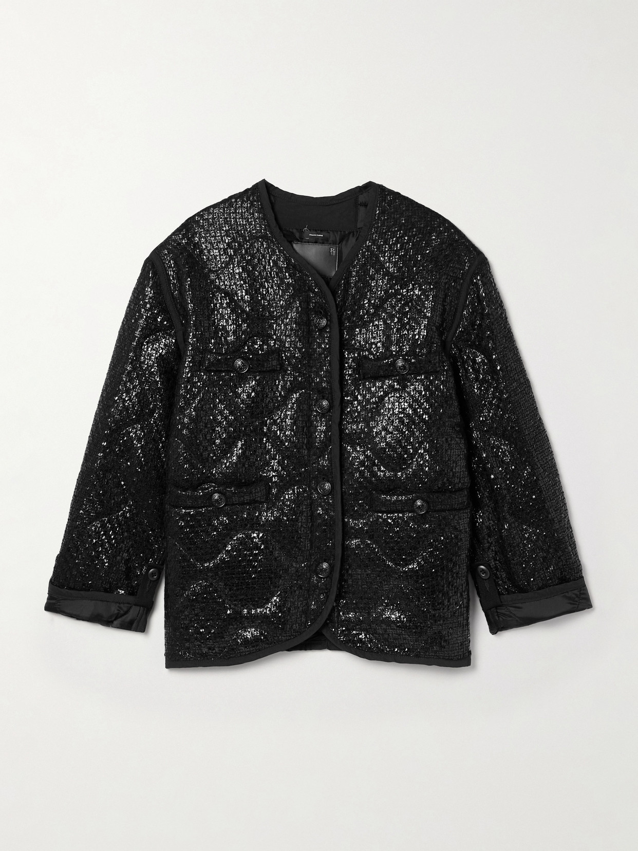 R13 Gothic Quilted Tweed Liner Jacket In Black