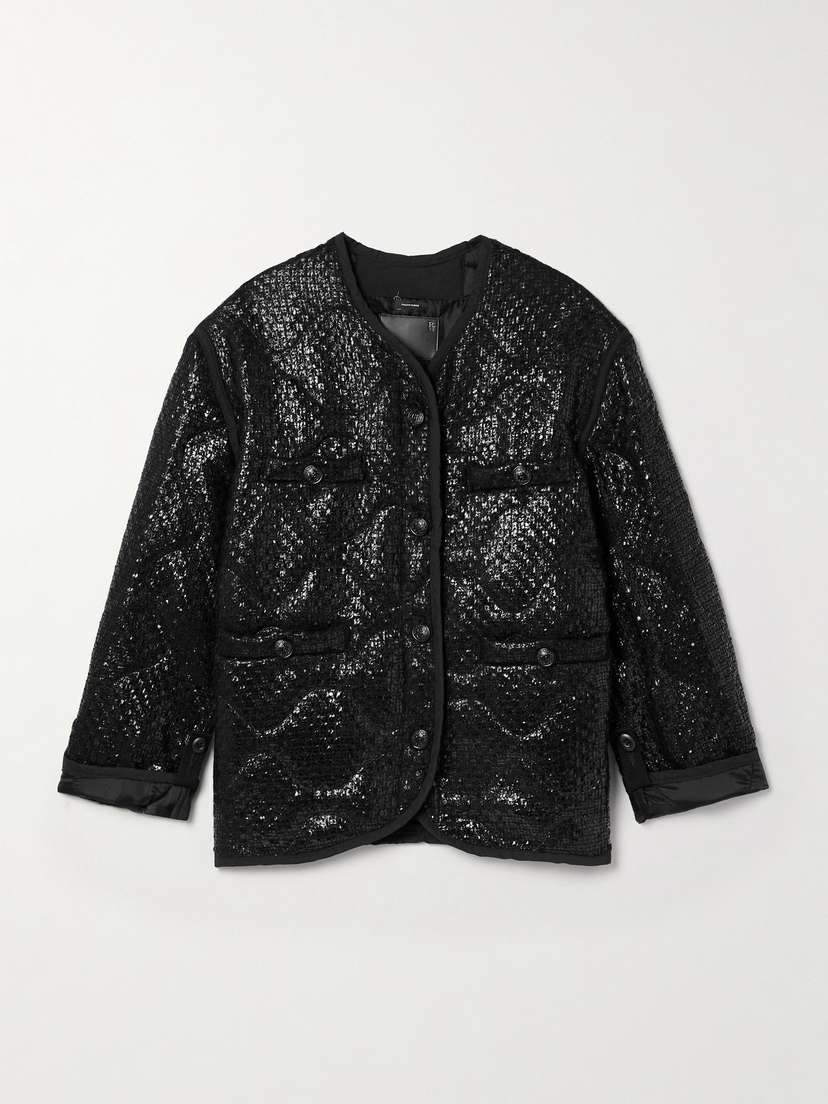 R13 Quilted Padded Metallic Tweed Jacket