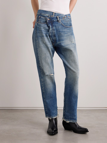 R13 Crossover asymmetric distressed boyfriend jeans