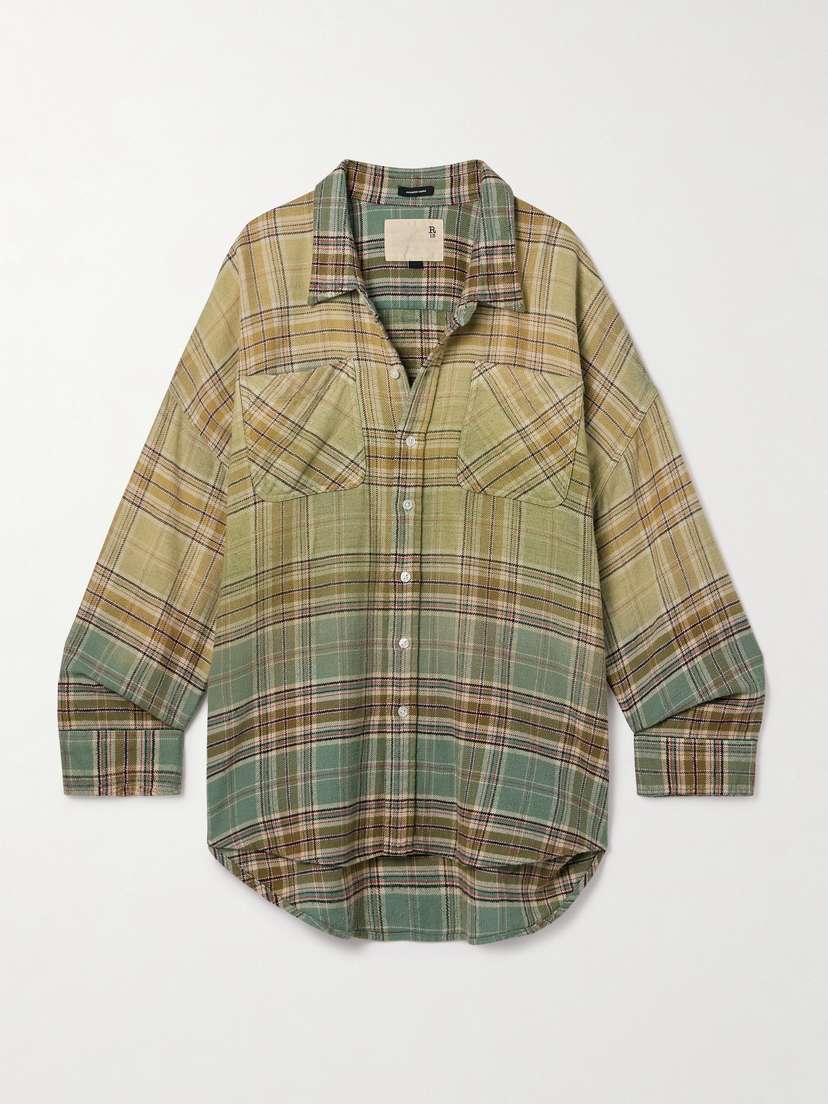 R13 Oversized Checked Cotton-flannel Shirt