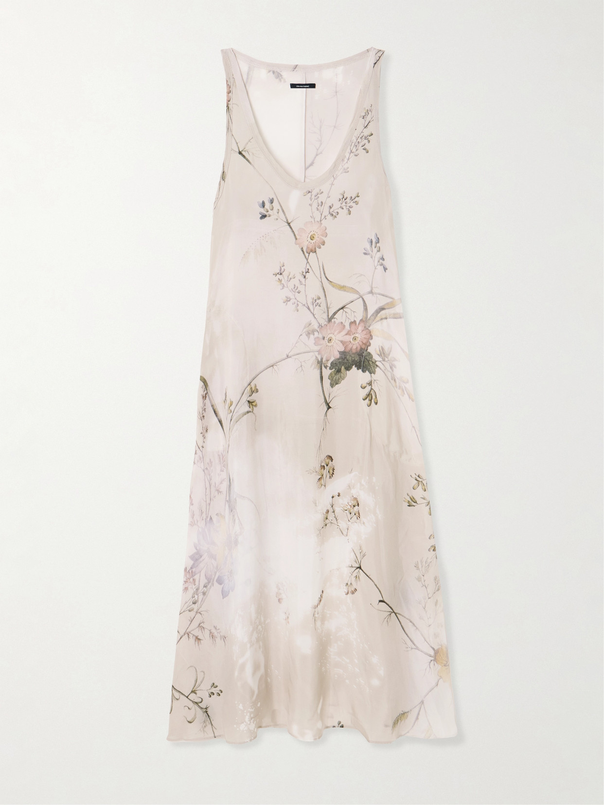 R13 - Printed Washed Satin Midi Dress - Cream