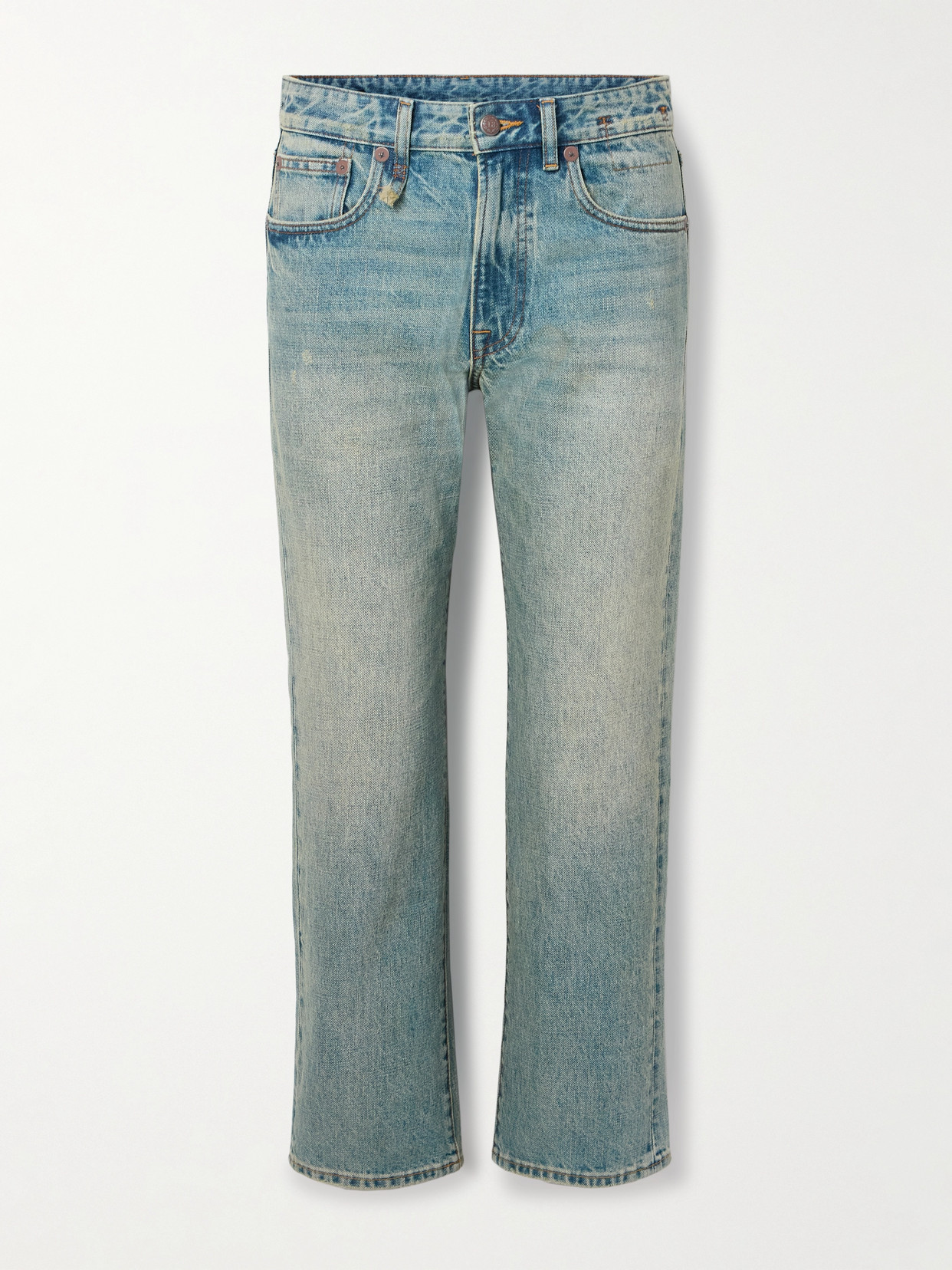 R13 Romeo Distressed Boyfriend Jeans In Blue