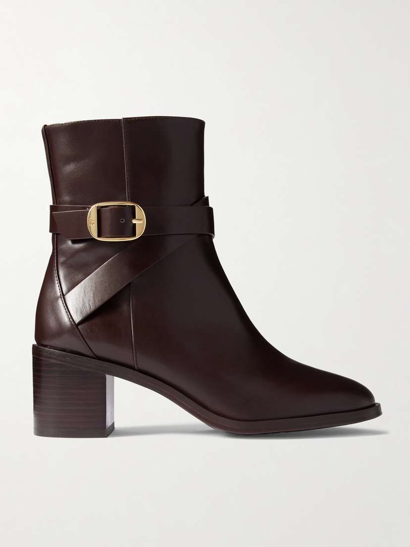 Stuart Weitzman Esme Buckled Leather Ankle Boots