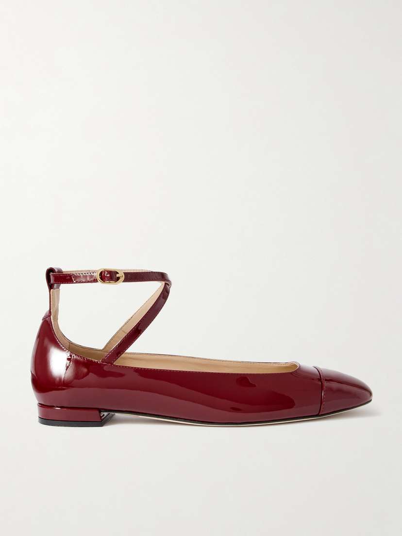 Stuart Weitzman Eden Paneled Patent-leather Ballet Flats