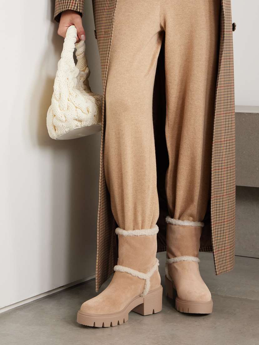 Stuart Weitzman Neutrals Lennox Shearling Ankle Boots_ $69
