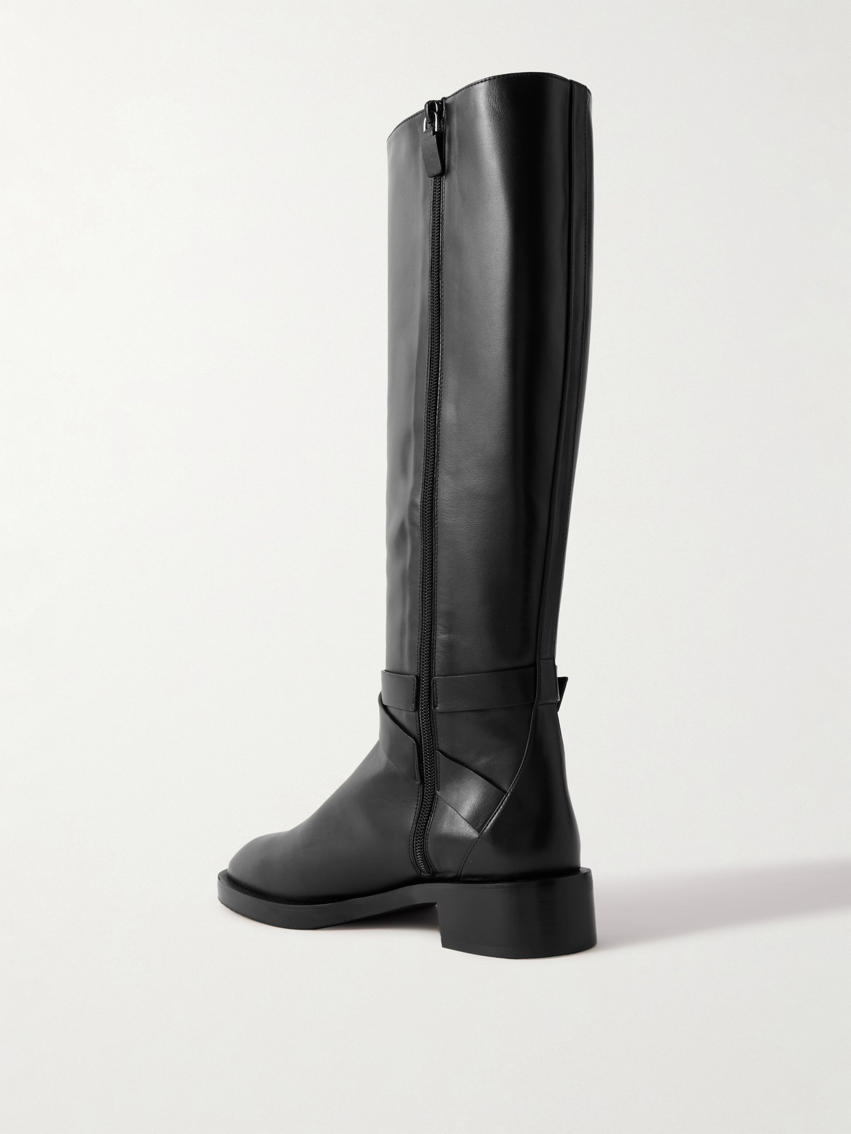 Stuart Weitzman Bella Buckled Leather Knee Boots In Black