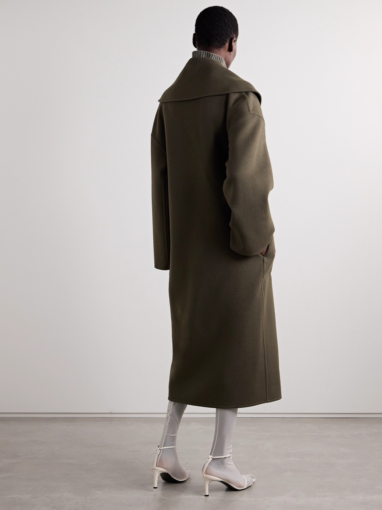Fforme Carlson Double-breasted Wool Coat In Green