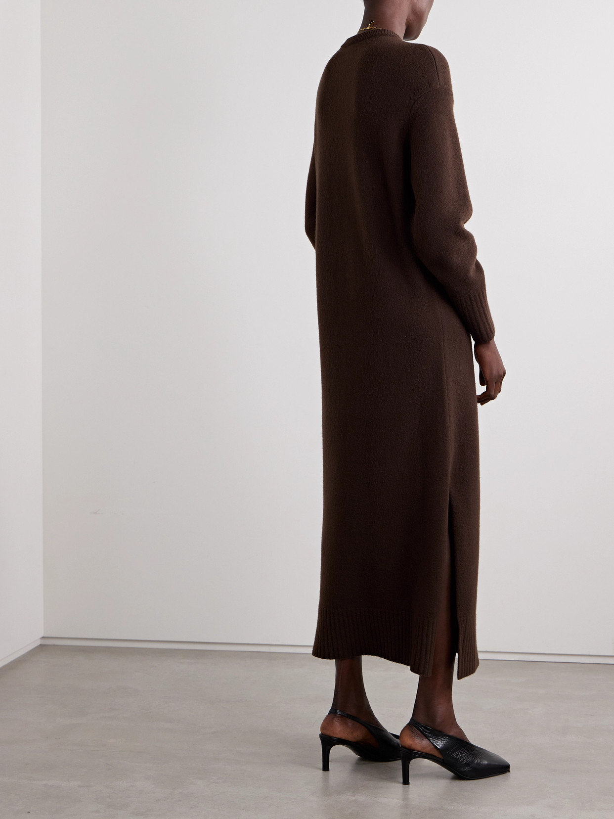 Fforme Ainsley Ribbed Wool And Cashmere-blend Maxi Dress In Brown