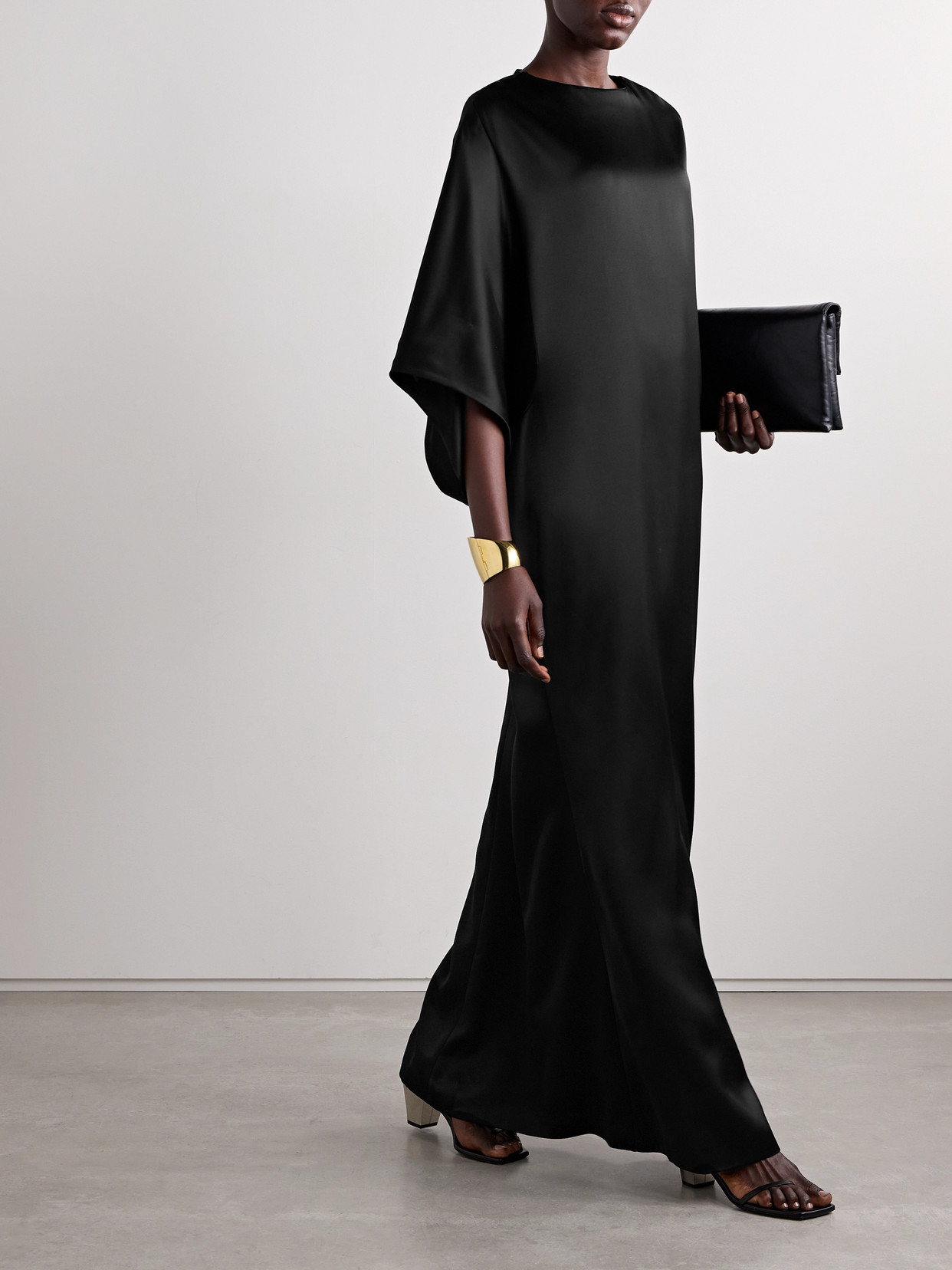 Fforme Devora Satin-twill Maxi Dress In Black