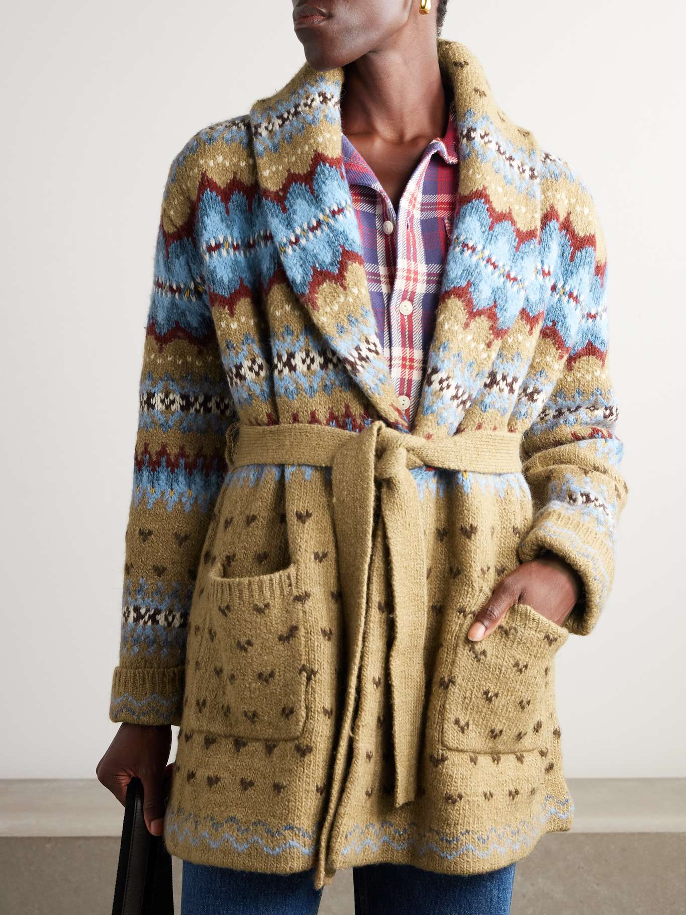 Repeat Chunky Knit Cotton-Blend Polo Cardigan main image 1