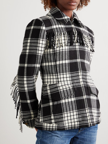 Polo Ralph Lauren Goleta fringed checked wool-flannel jacket