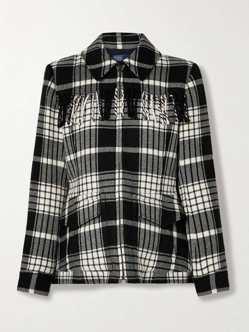 Polo Ralph Lauren Goleta Fringed Checked Wool-flannel Jacket