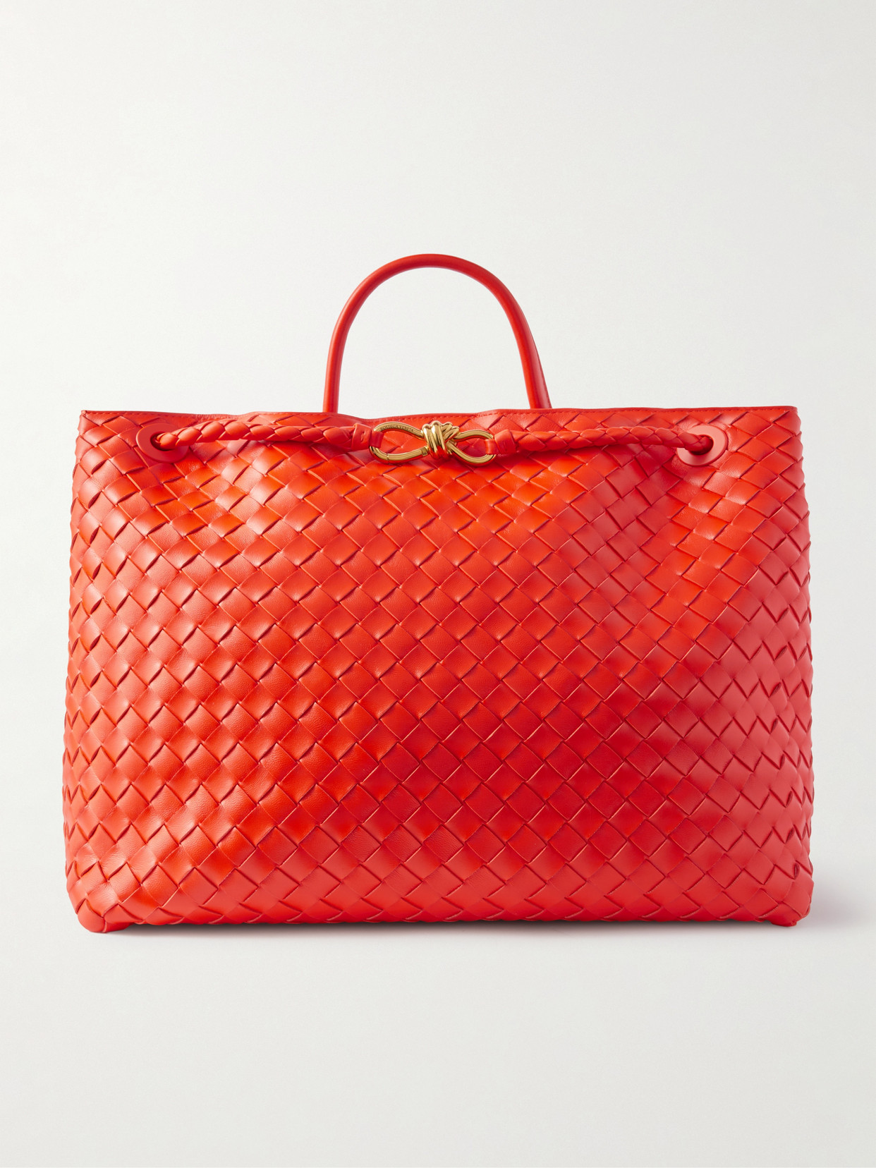 Bottega Veneta Andiamo Large Embellished Intrecciato Leather Tote In Orange