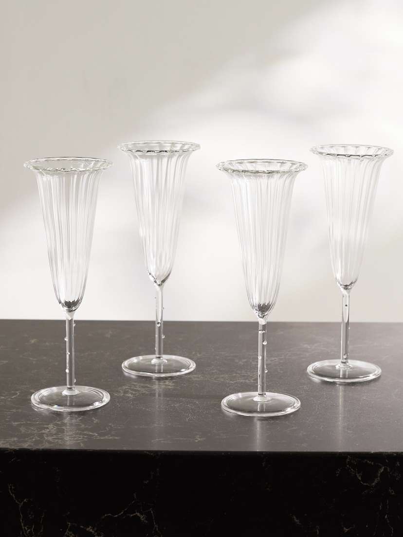 Sophie Lou Jacobsen Angel Set Of Four Glass Champagne Flutes