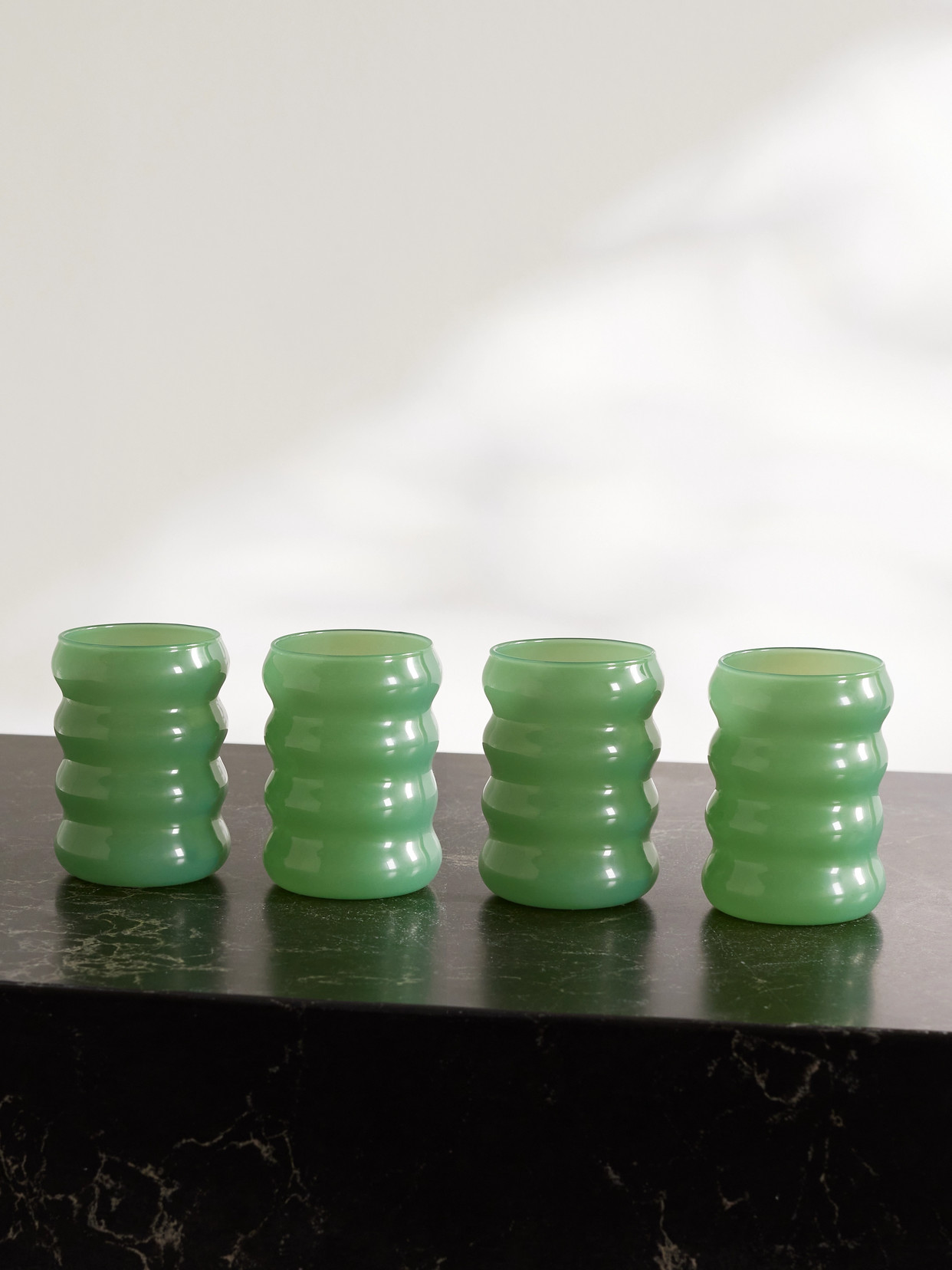 Sophie Lou Jacobsen Ripple Set Of Four Glasses In Green