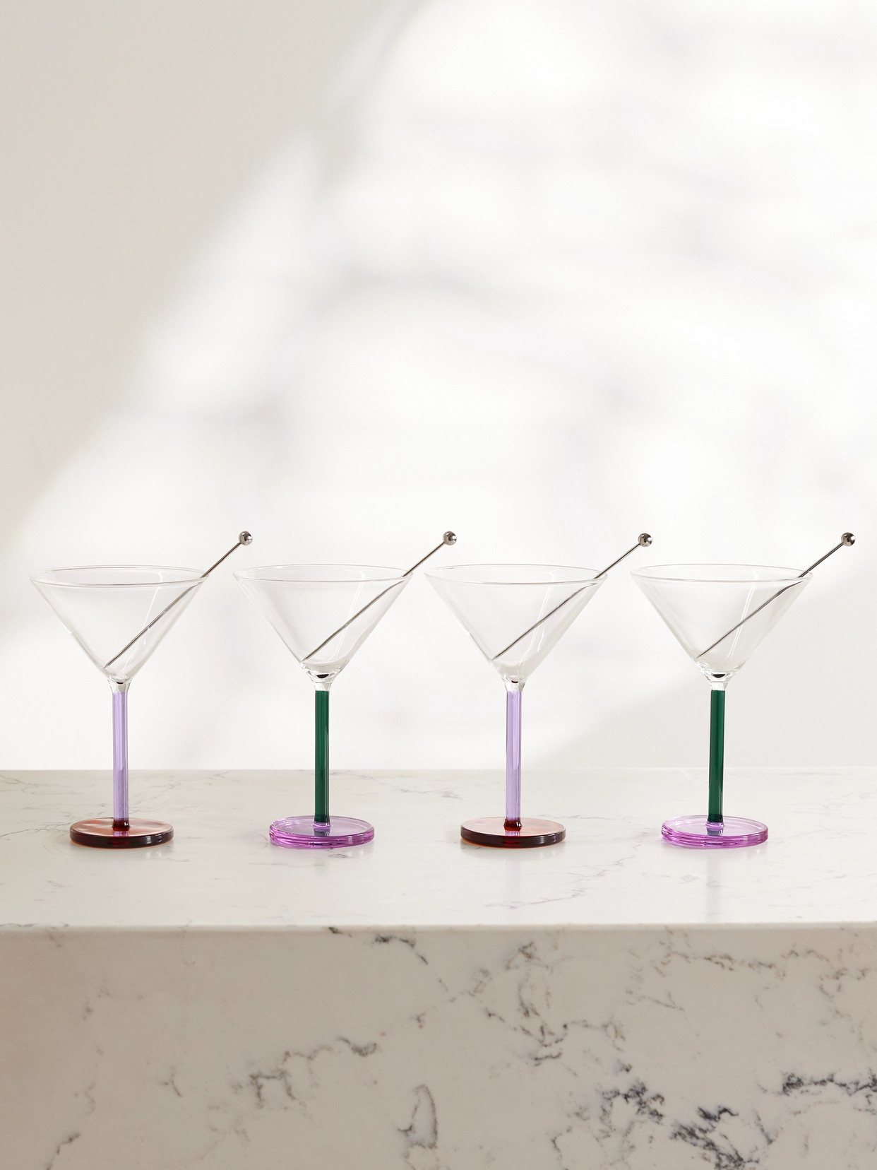 Sophie Lou Jacobsen - Piano Set Of Four Glass Cocktail Coupes - Neutrals
