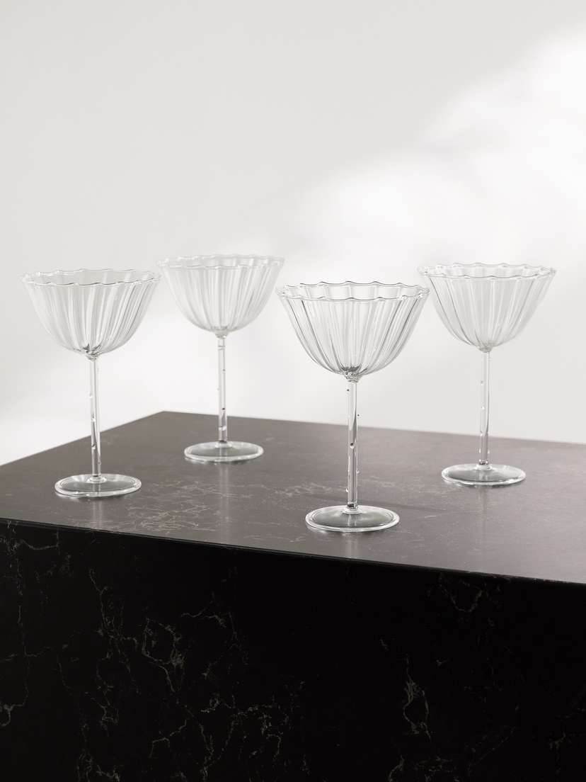Sophie Lou Jacobsen Cosmo Set Of Four Fluted Glass Champagne Coupes