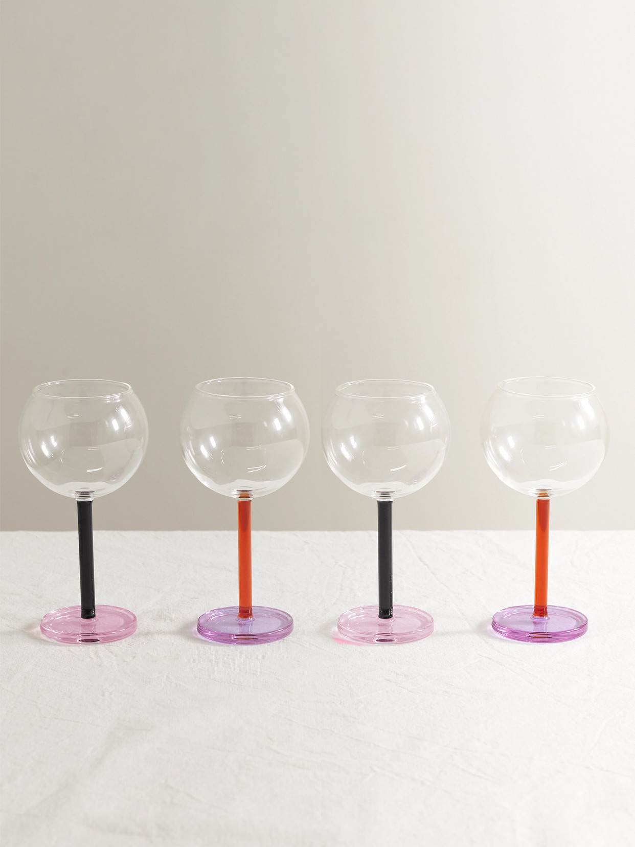 Sophie Lou Jacobsen Bilboquet Set Of Four Wine Glasses In Neutrals