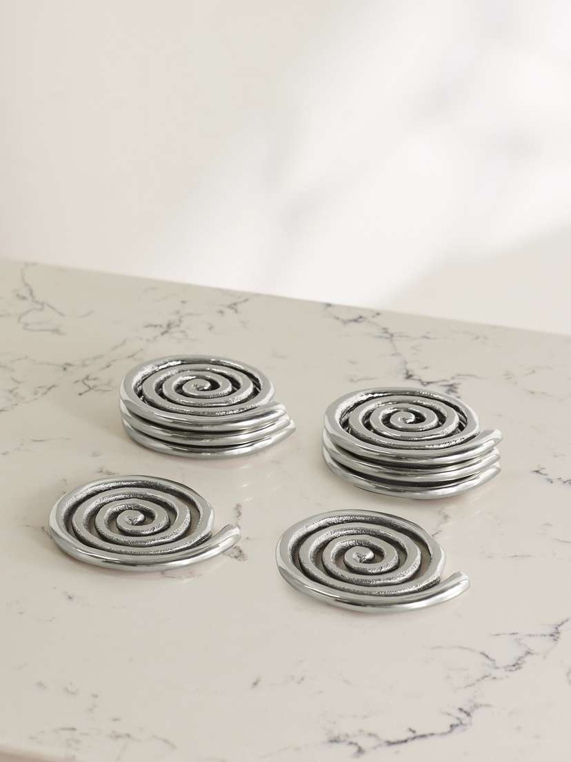 Sophie Lou Jacobsen + Etagere Spiral Set Of Eight Nickel-plated Coasters