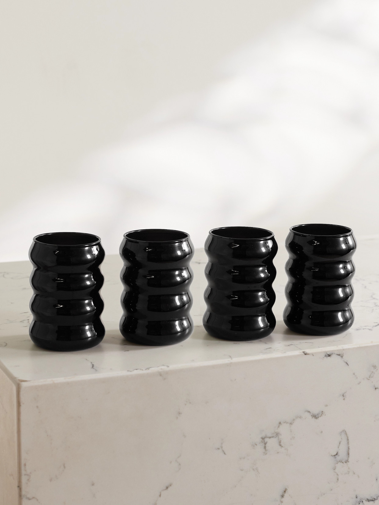 Sophie Lou Jacobsen Ripple Set Of Four Glasses In Black