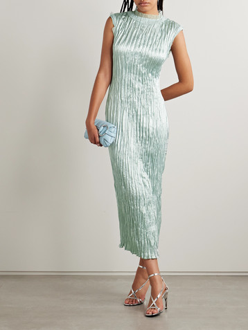 Jason Wu Collection Organza-trimmed plissé hammered-satin midi dress