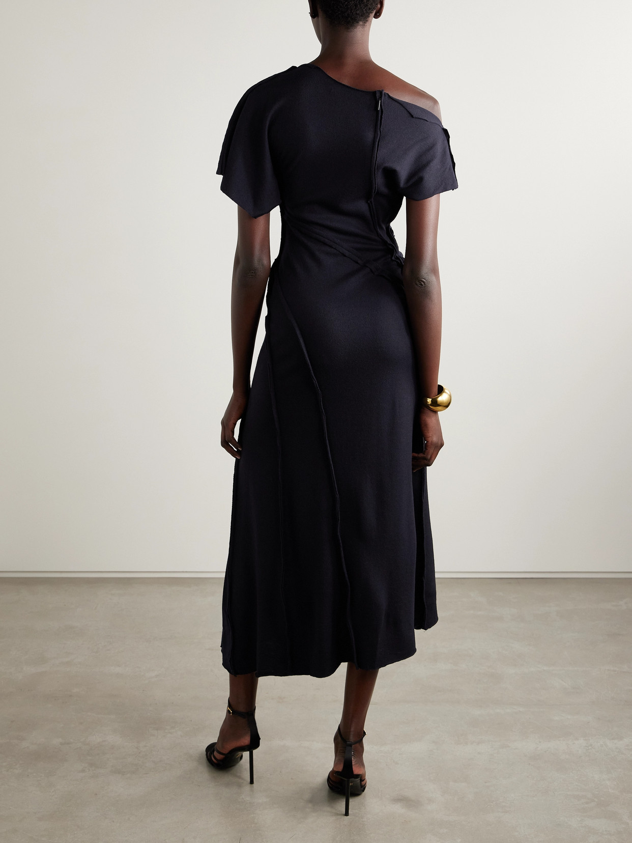 Jason Wu Collection Asymmetric Paneled Wool-jersey Maxi Dress In Blue