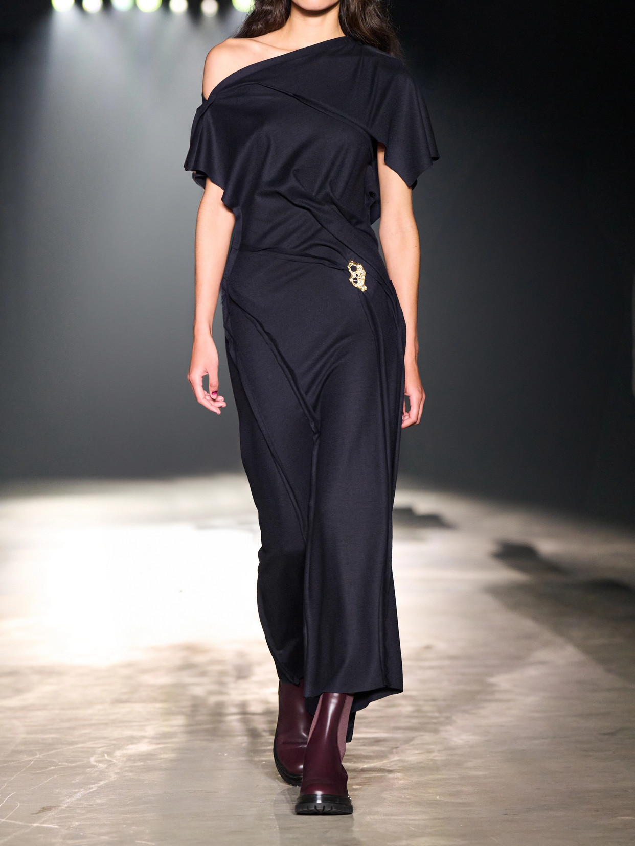 Jason Wu Collection Asymmetric Paneled Wool-jersey Maxi Dress In Blue