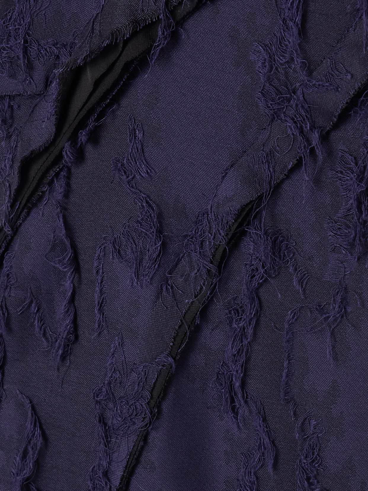 Jason Wu Collection Frayed Jacquard Paneled Backless Bias Gown With Raw Edges In Blue