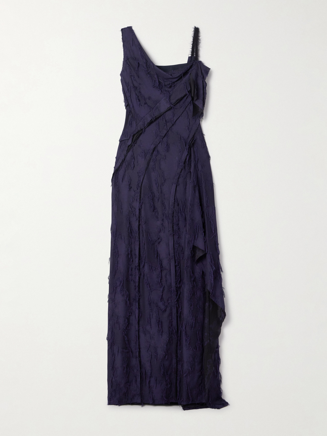 JASON WU COLLECTION - Asymmetric Fil Coupé Woven Maxi Dress - Navy