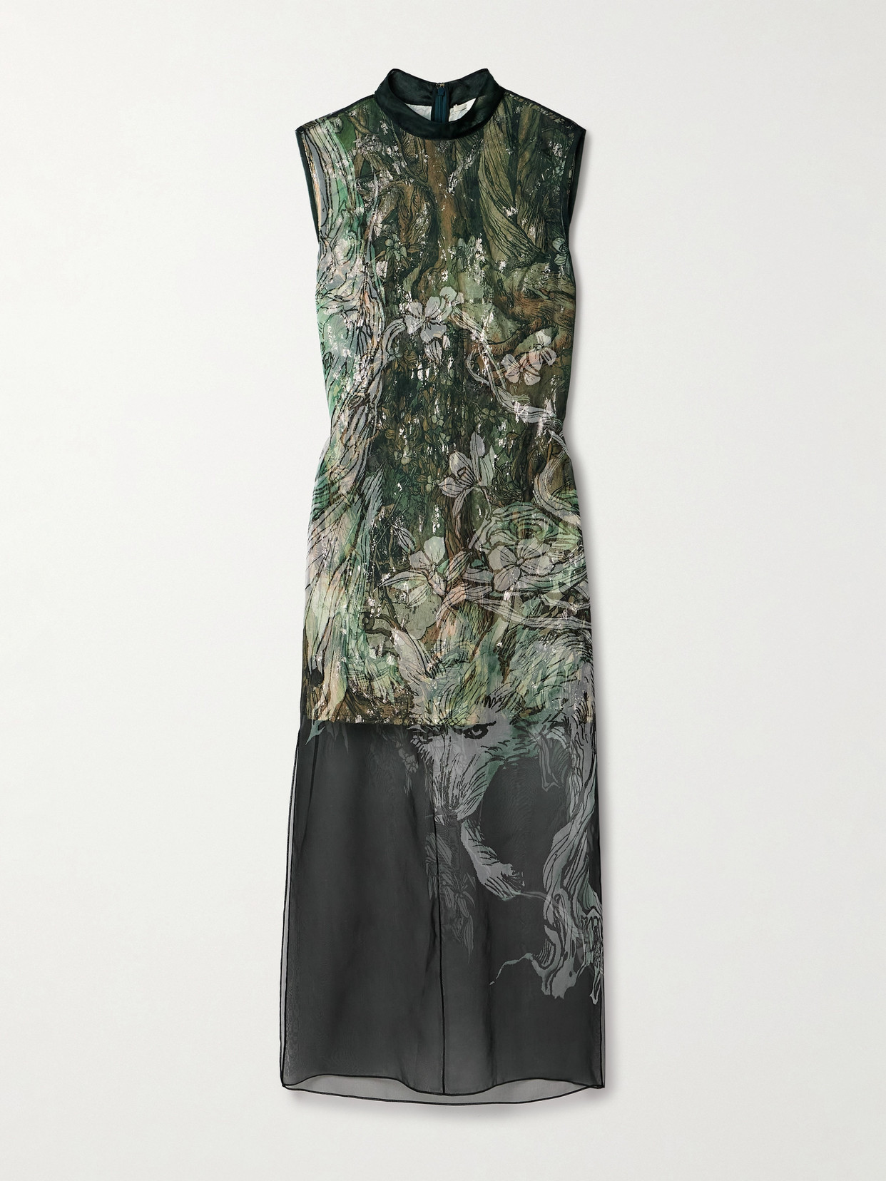 Jason Wu Collection - Printed Silk-organza Midi Dress - Green