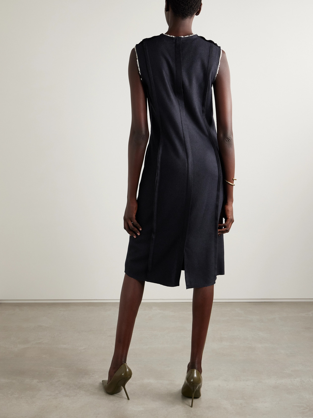 Jason Wu Collection Floral Bead Sequined Midi Wool Dress In Blue