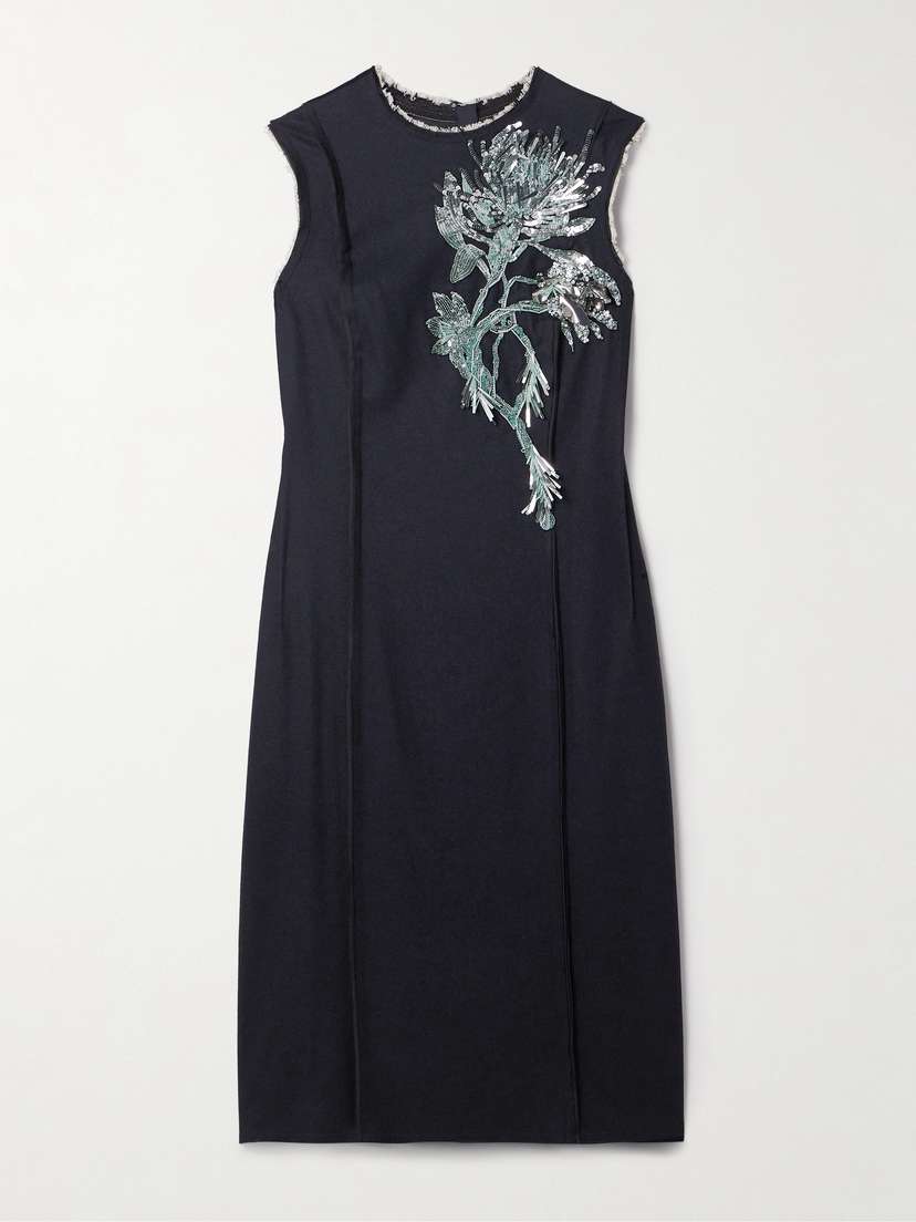 Jason Wu Collection Embellished Paneled Woven Midi Dress