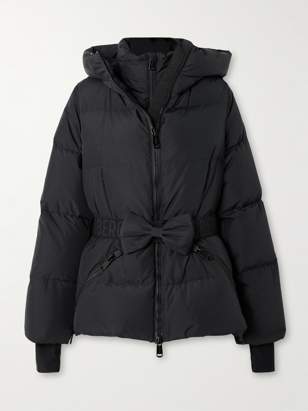 Goldbergh Bowy Bow-detailed Belted Quilted Ski Jacket In Black
