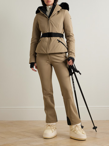 GOLDBERGH Hida hooded belted faux fur-trimmed down ski jacket