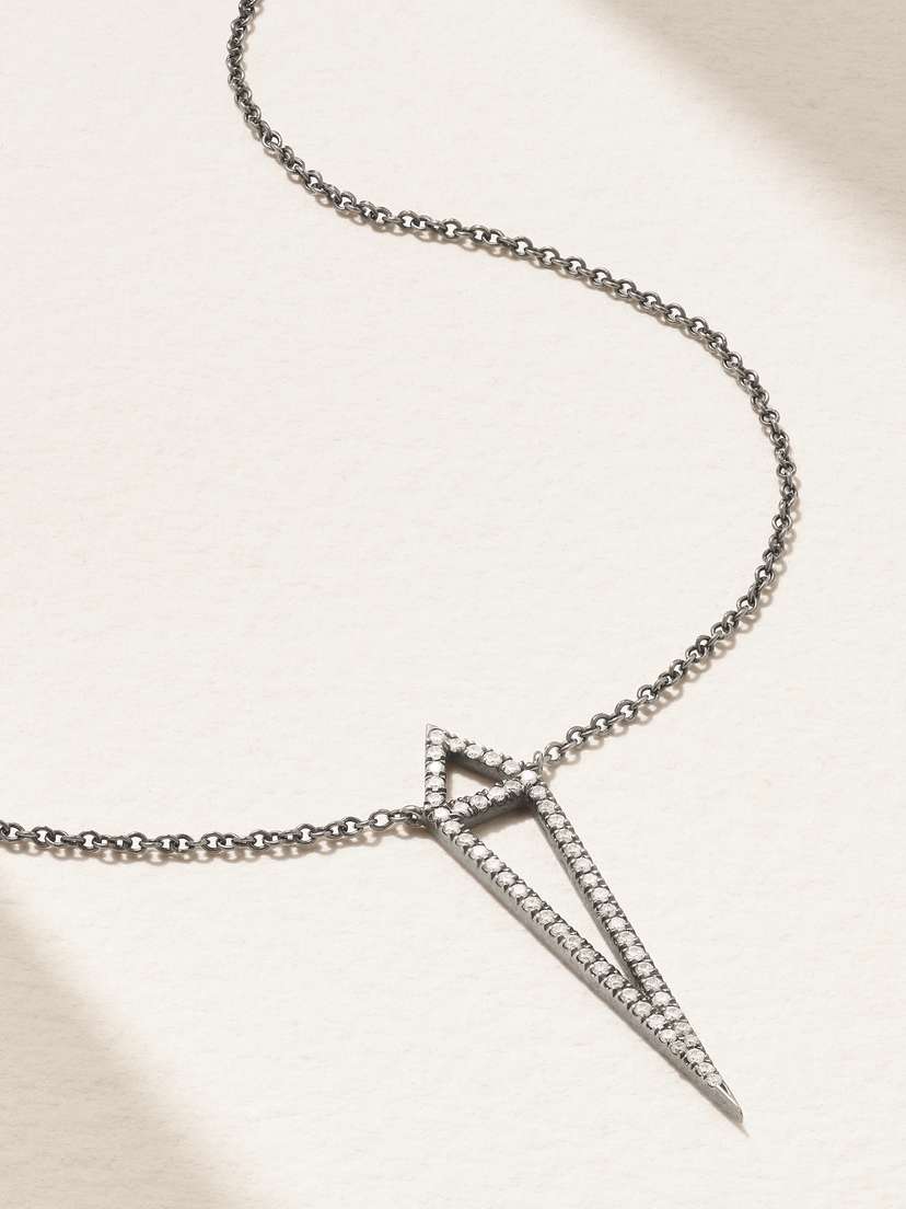 EVA FEHREN Dagger 18-karat Blackened White Gold Diamond Necklace