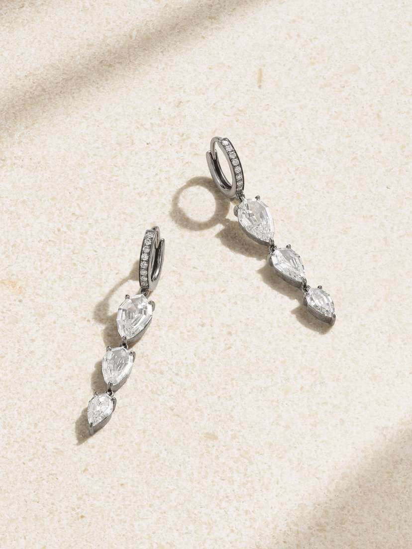 EVA FEHREN 18-karat Blackened White Gold Diamond Earrings