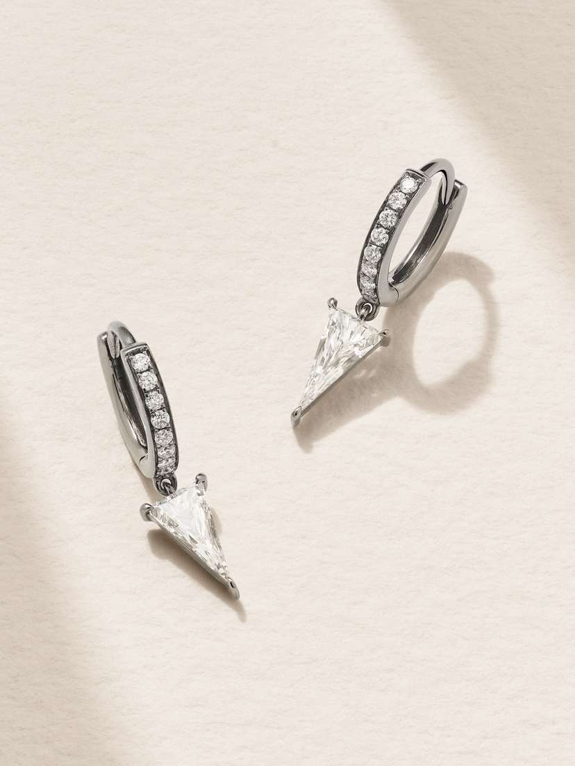 Eva Fehren 18-karat Blackened White  Diamond Earrings