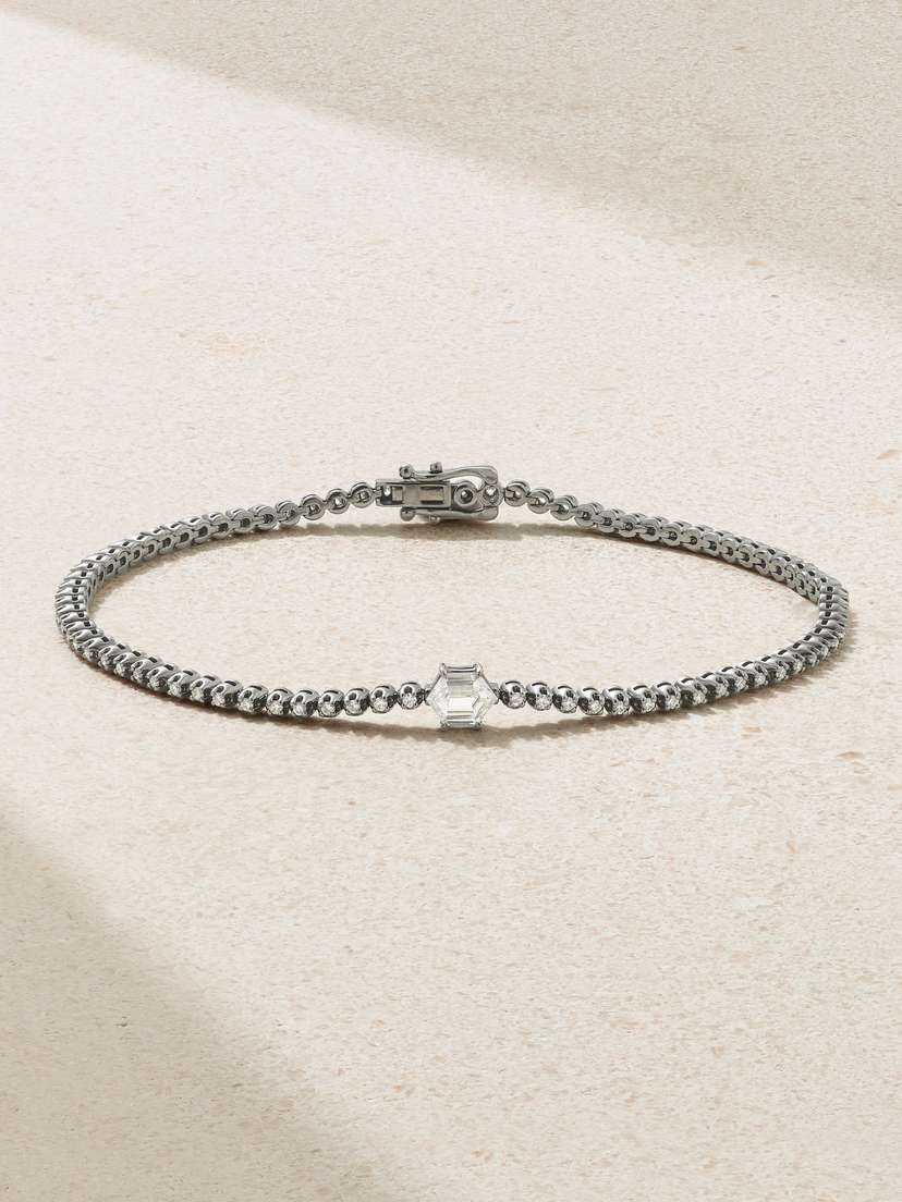 EVA FEHREN Hero Offset 18-karat Blackened White Gold Diamond Bracelet